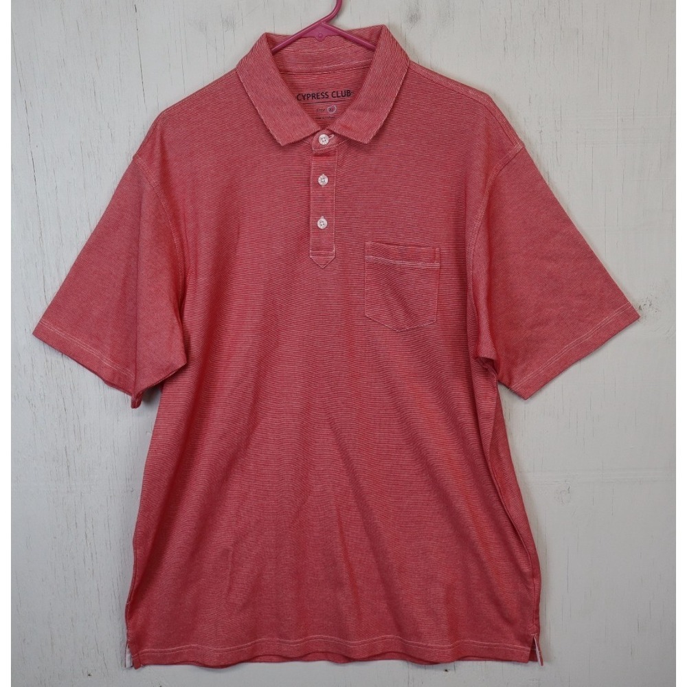 Mens Cyprus Club Polo Shirt Red White Short Sleeve Golf Size‎ XL Cotton